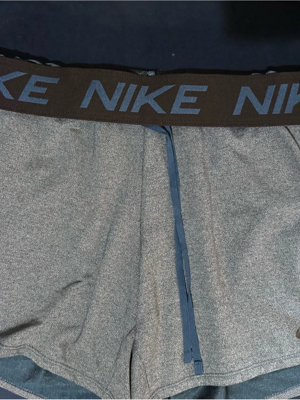 Nike Heather Gray Shorts with Navy Drawstring